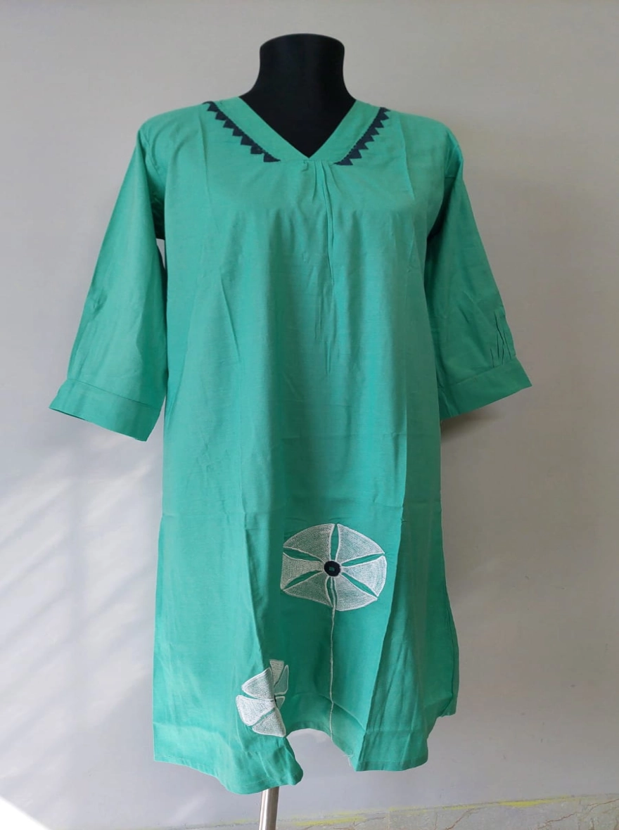 Sea Green Blossom Kurti - Single Piece