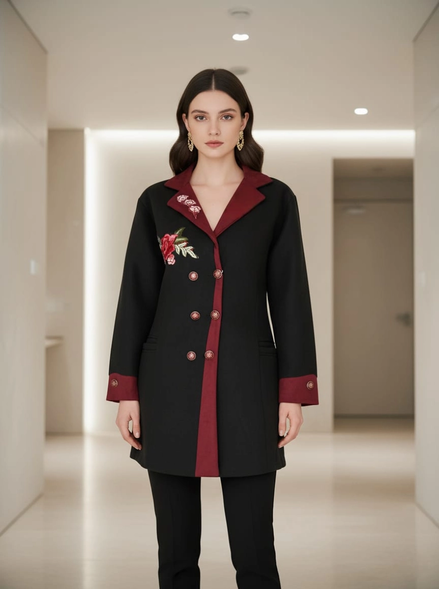 The Sovereign Embroidered Contrast Overcoat