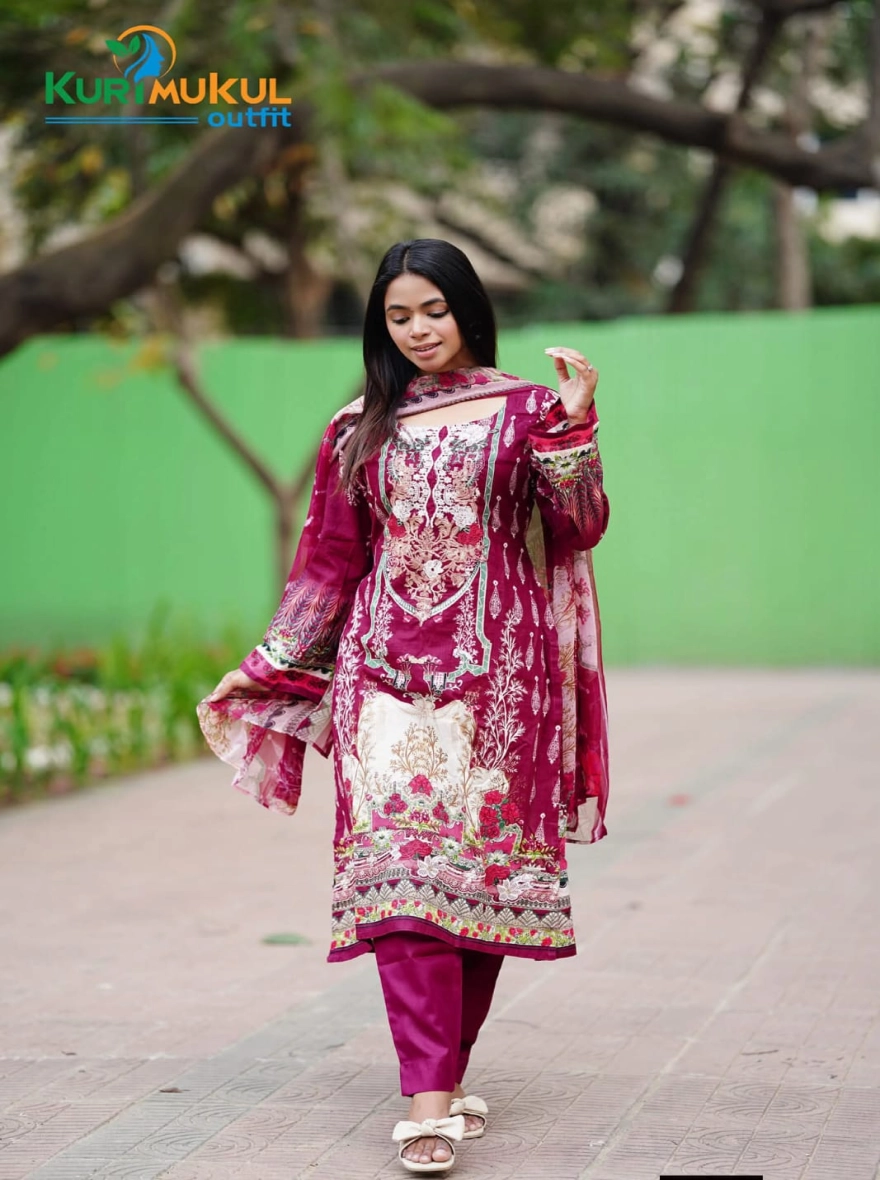 Indian Premium Embroidered Cotton 3-Piece Collection