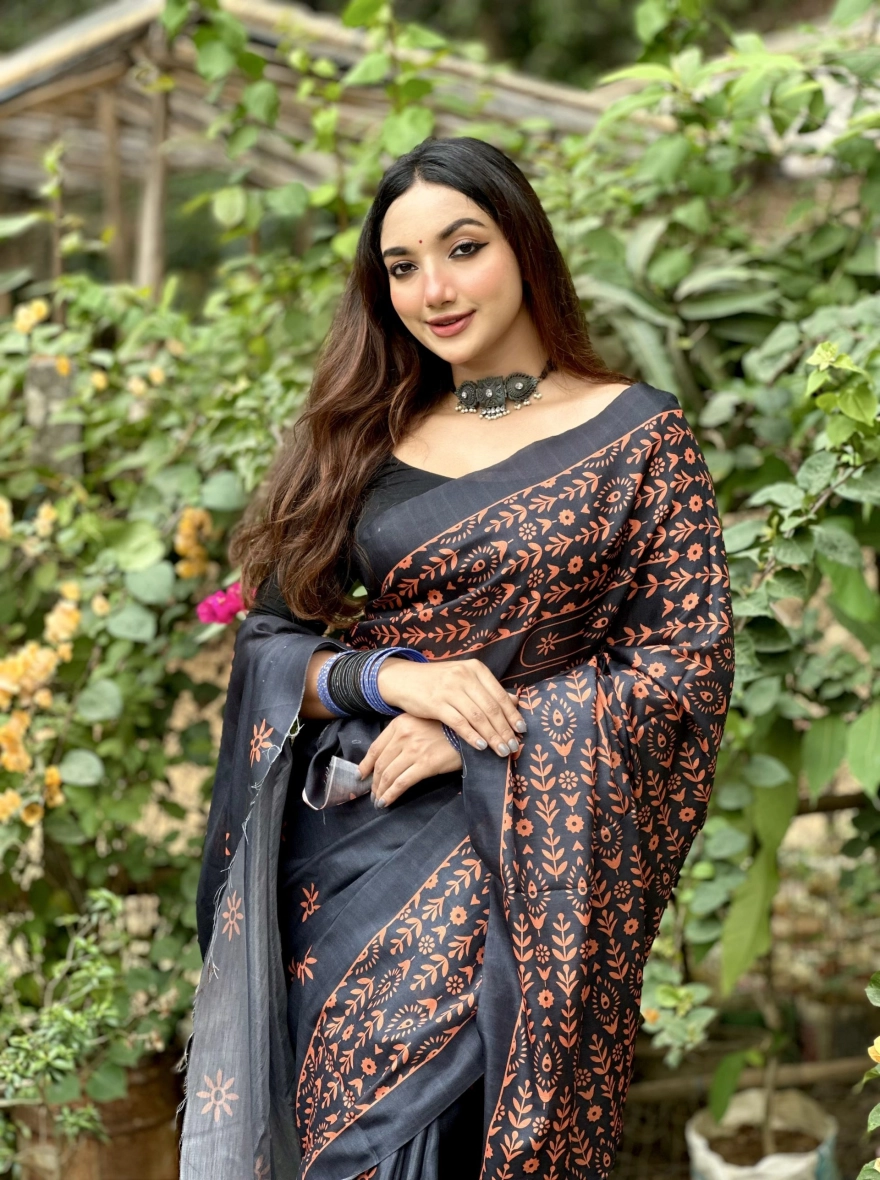 Product Name Neel Aparajita Digital Print– Premium Soft Silk Sharee