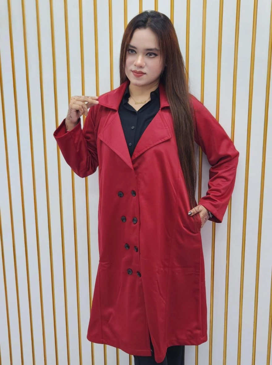 Midnight Noir Double-Breasted Trench Overcoat