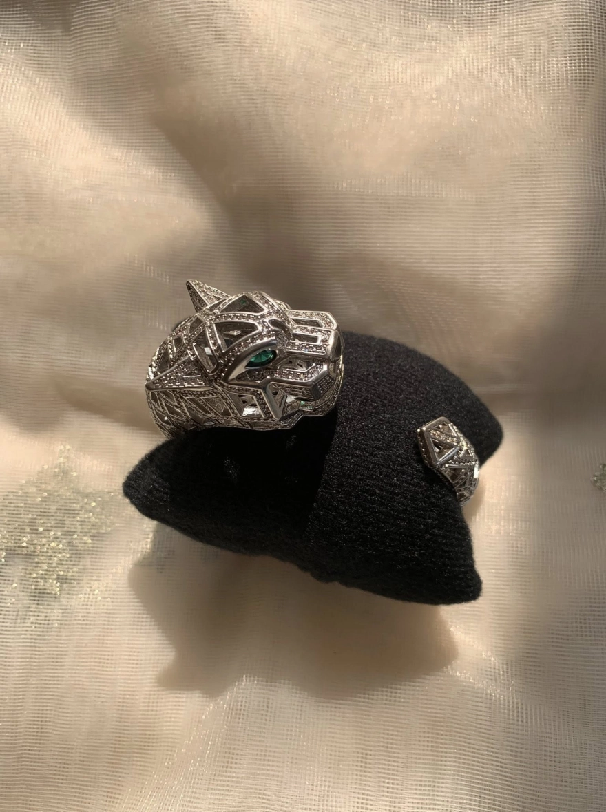 Midnight Hunter Silver-Tone Panther Statement Cuff