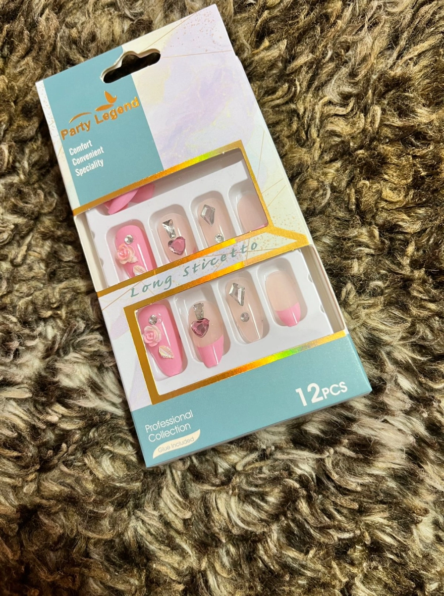 Elegant Purple & Pink Accent Press-On Nail Combo Set - Thailand