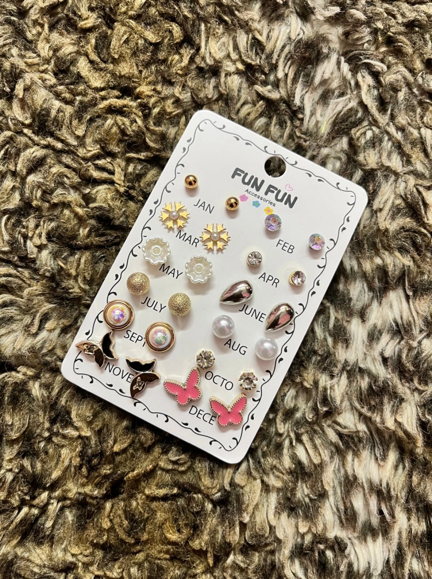 Imported Funfun Earring For Girls Combo Set- Thailand (24 Pair)