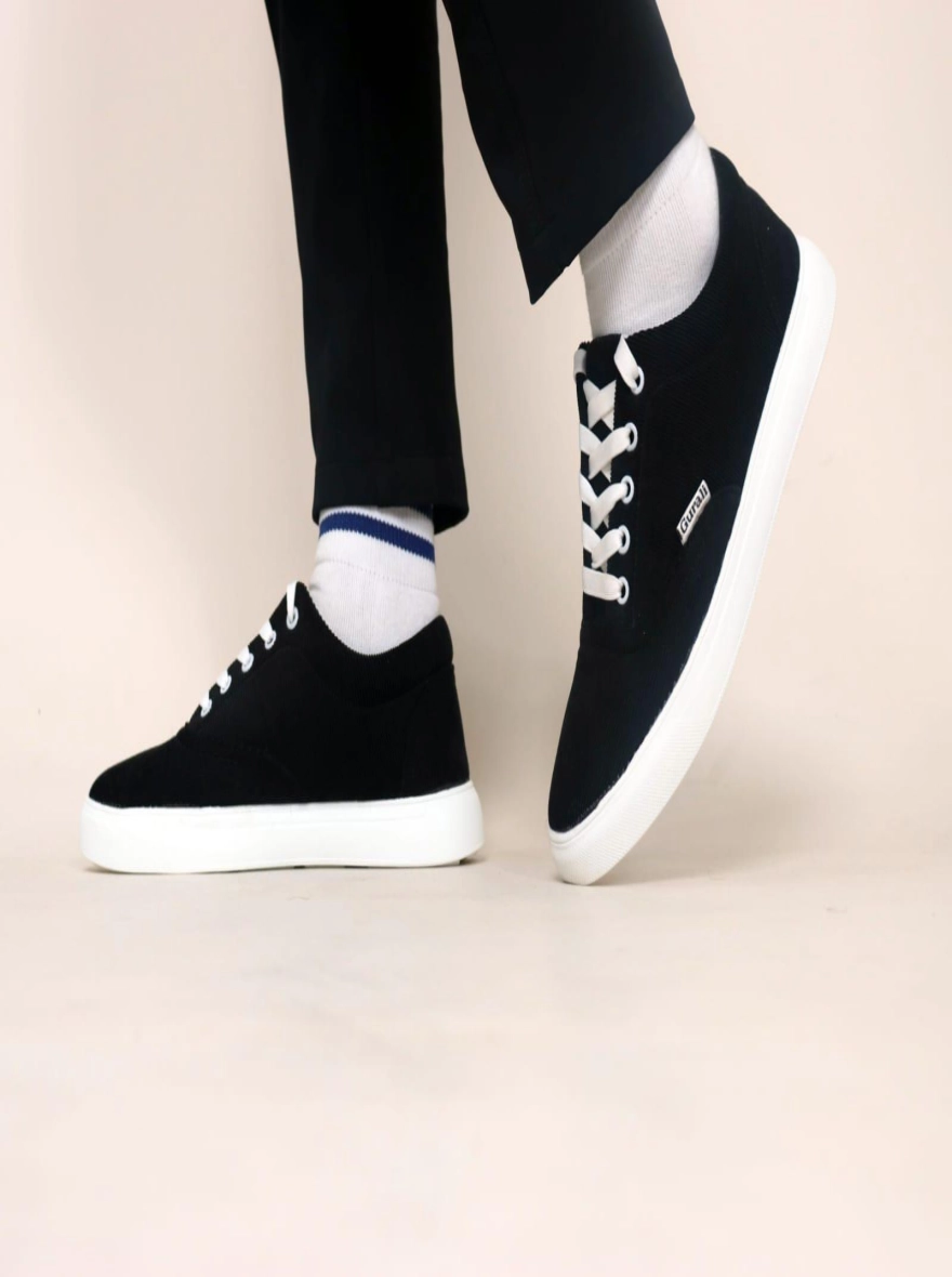 Gurali Cord Fabrics Premium Sneaker for Men - Black
