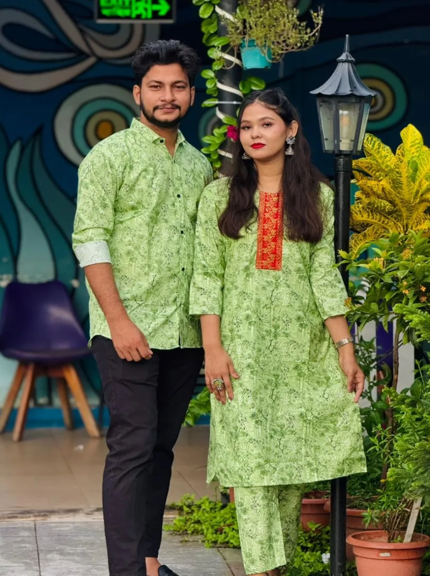 ম্যাচিং কাপল সেট শার্ট এন্ড টু পিছ সফট ও কমফোর্টেবল 