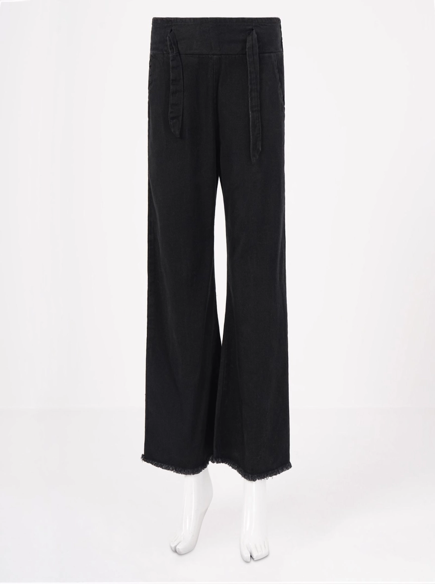 Urban Comfort Light Black Wide-Leg Denim Palazzo Pant