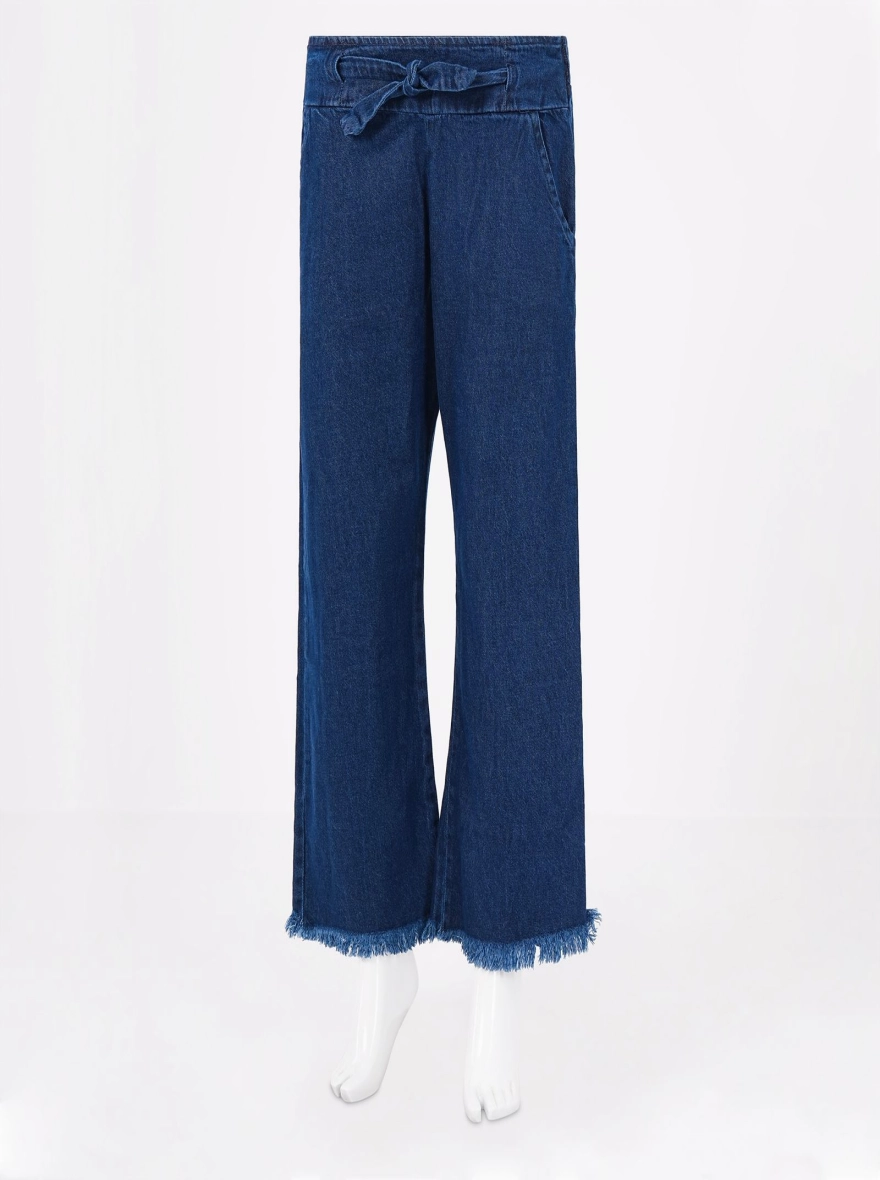 Urban Comfort Light Wide-Leg Denim Palazzo Pant Blue
