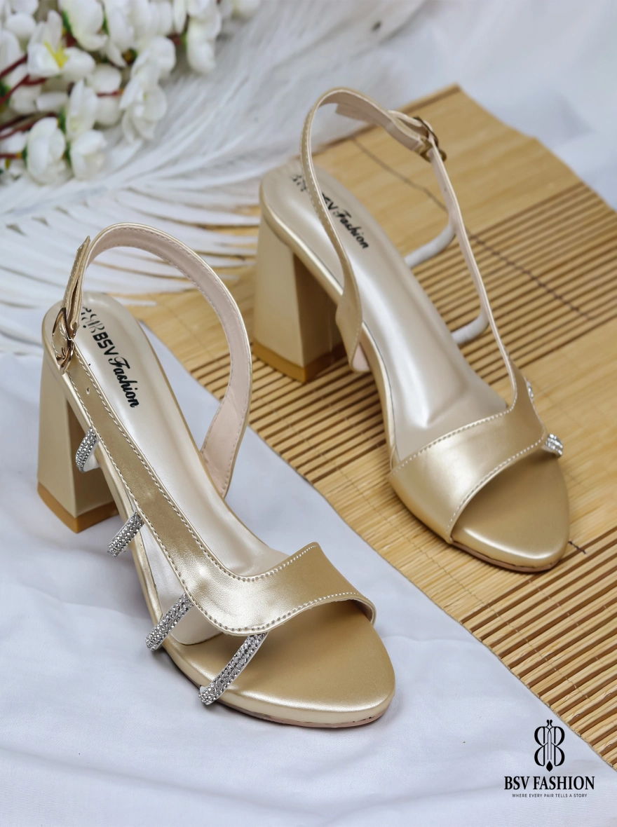 Elegant 2.5-Inch Gold & Sky Blue Heels
