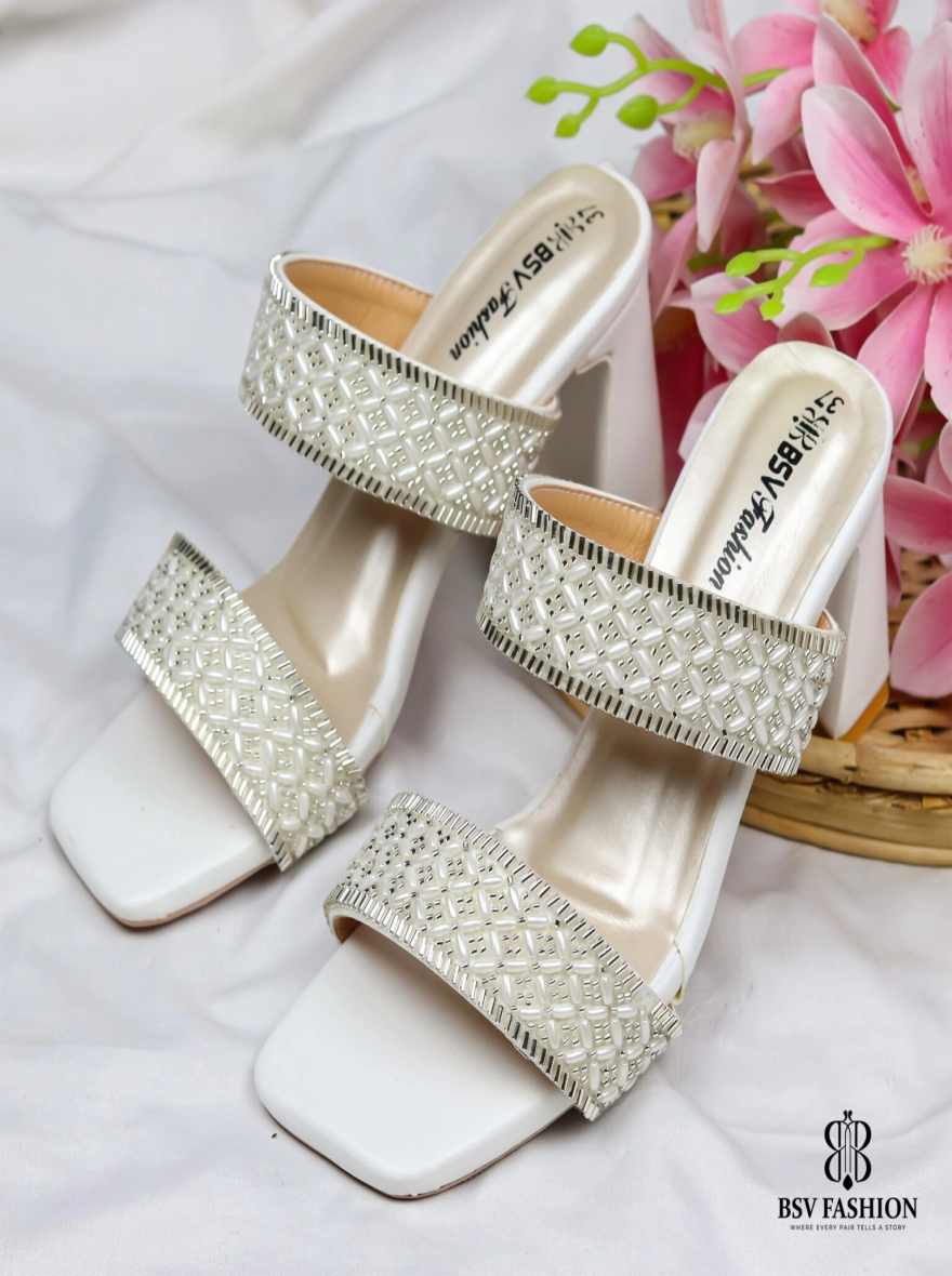 Elegant 3-Inch Heels in Rose Gold & White