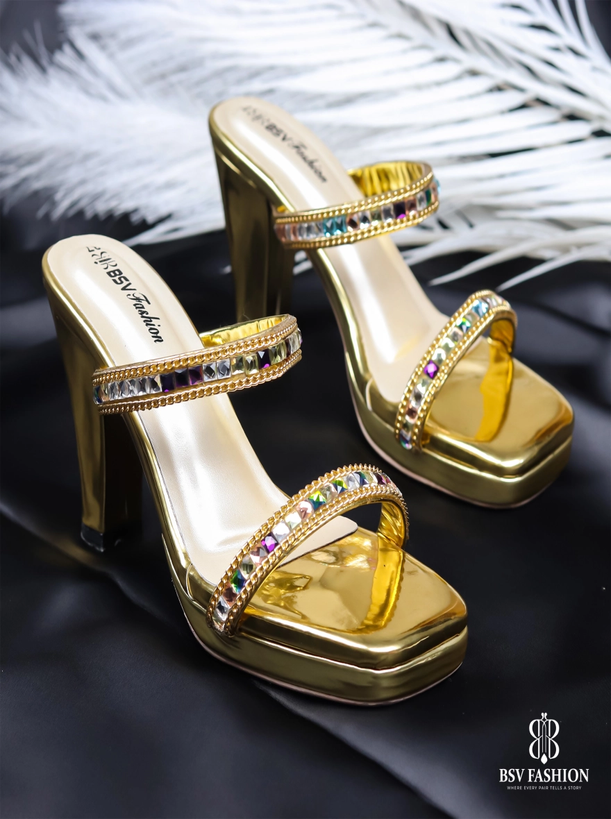 Fashionable 4-Inch Golden Balance Heel Shoes