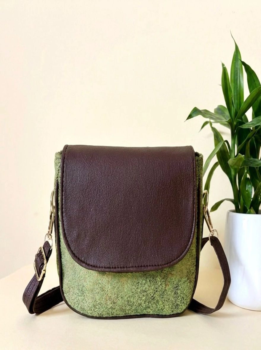 Sage Moss Textured Saddle Bag