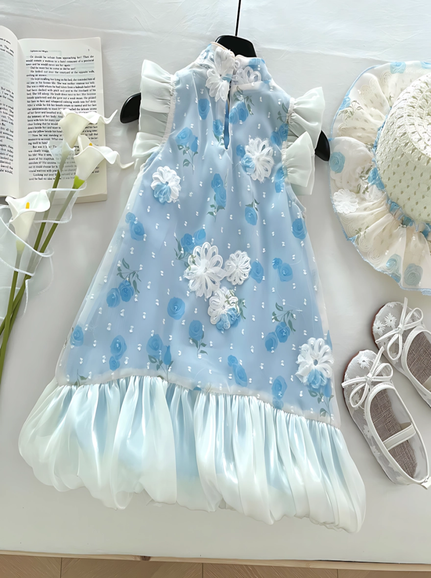 Imported Sleeveless Soft Pastel Blue Casual Dress (China)