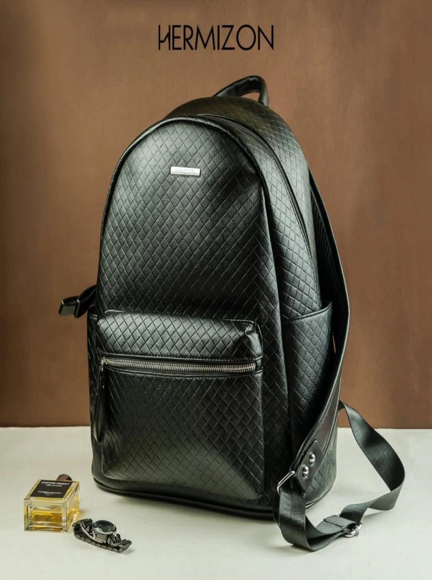 Elite Diamond-Textured Artificial Leather Backpack