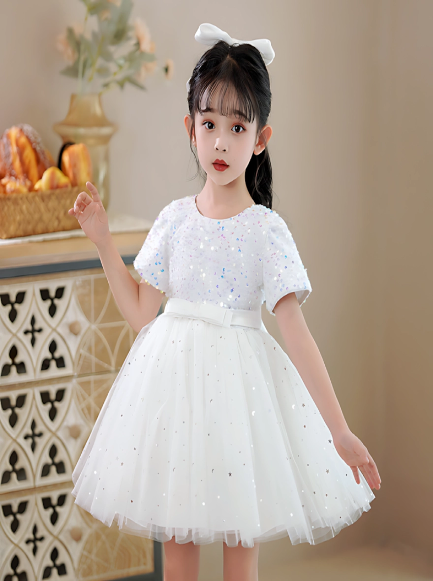 Girls' Classic Peter Pan Collar Blouse & Blue Meadow Floral Skirt Set