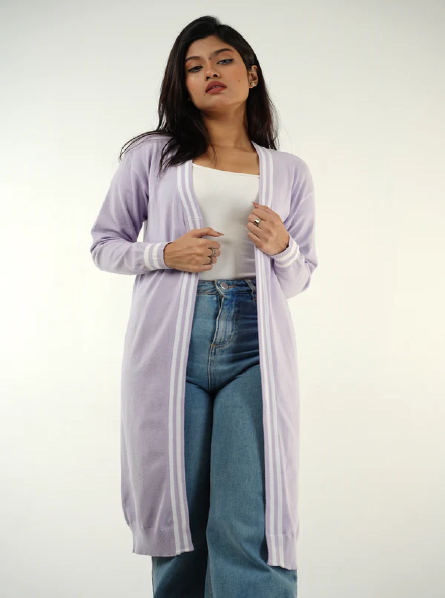 Lilac Long Cardigan