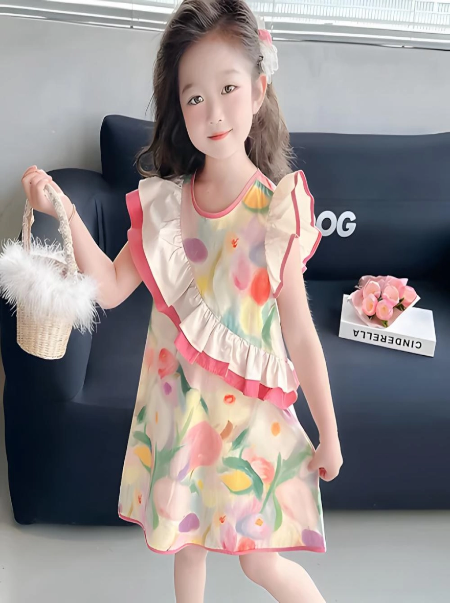 Imported Cotton Fabric Tulip Printed Casual Tops (China)