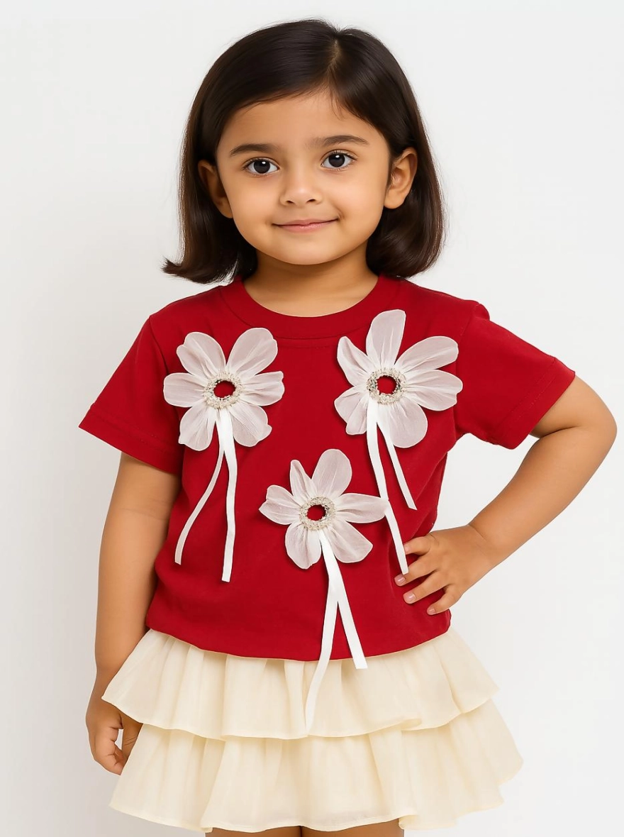 Imported Red X Merino Gorgeous Floral Skirt Set (China)