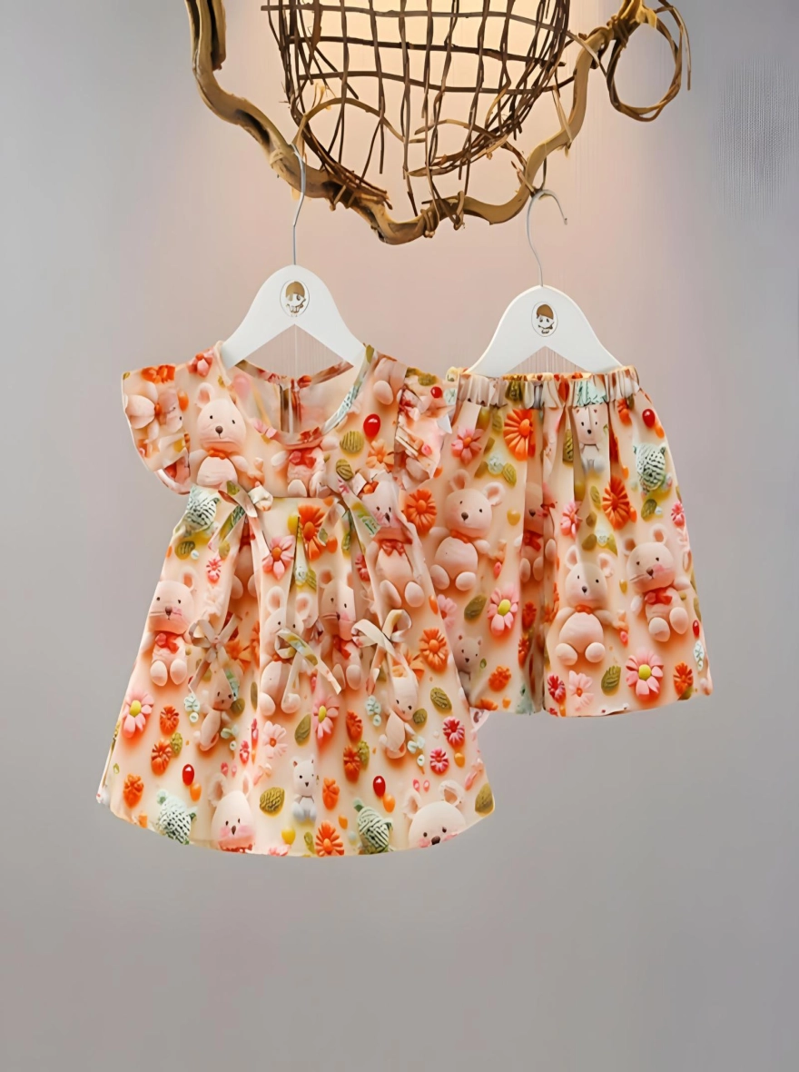 Imported Teddy Printed Casual Tops & Pant Set (China)