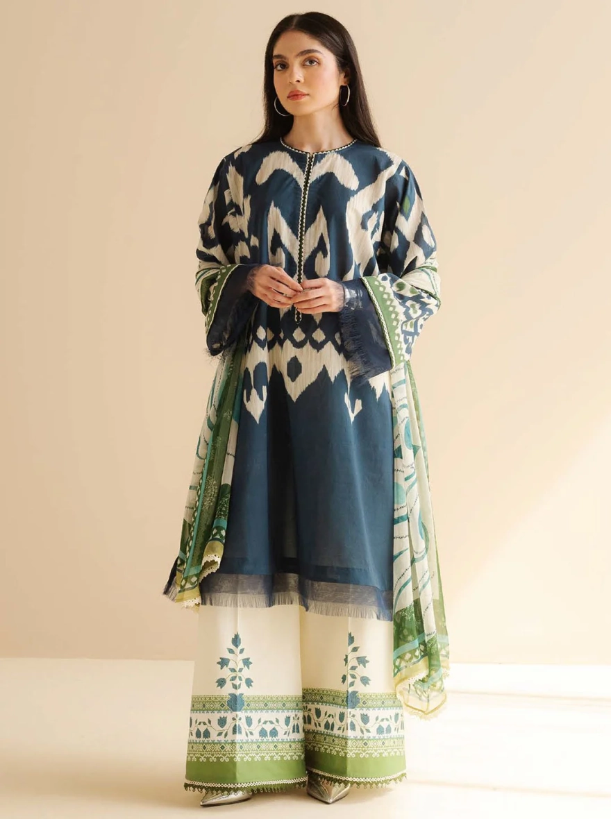 Pakistani Coco Print by Zara Shahjahan unstitched– Blue Unstitched 3 Piece Suit