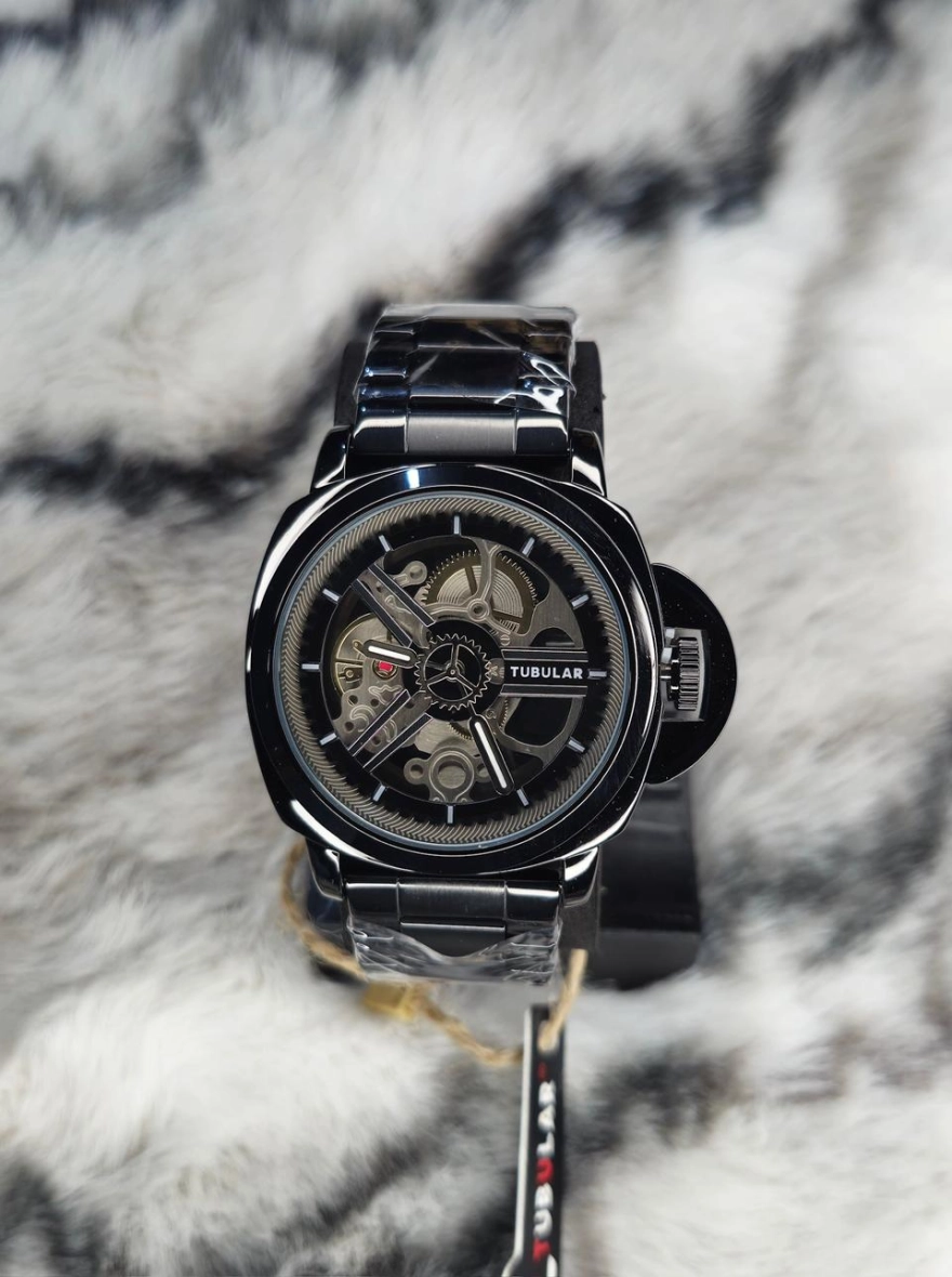 Tubular Classic Skeleton Automatic Men’s Watch – Black Metal Series
