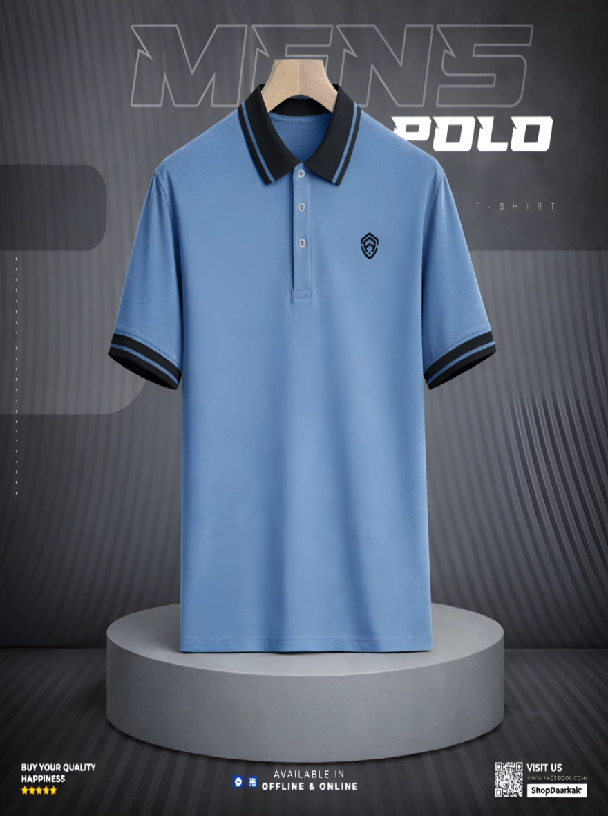 Premium Basic Polo Shirt Sky Blue Color