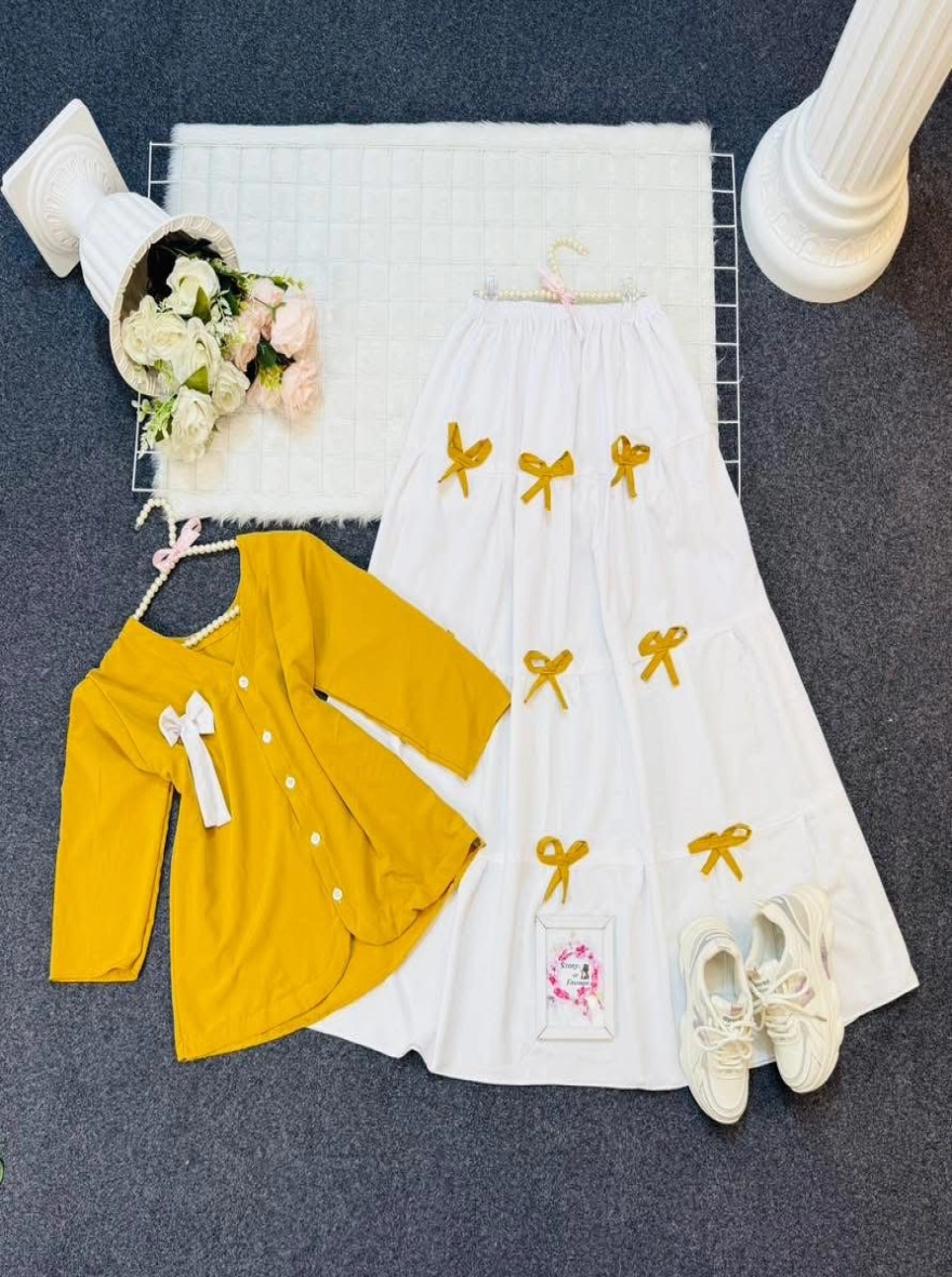 Elegant Georgette Bow-Accent Two-Piece Set