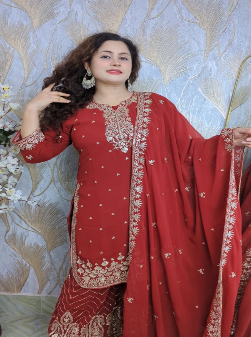 Premium Pakistani Design Georgette Readymade Three-Piece Set