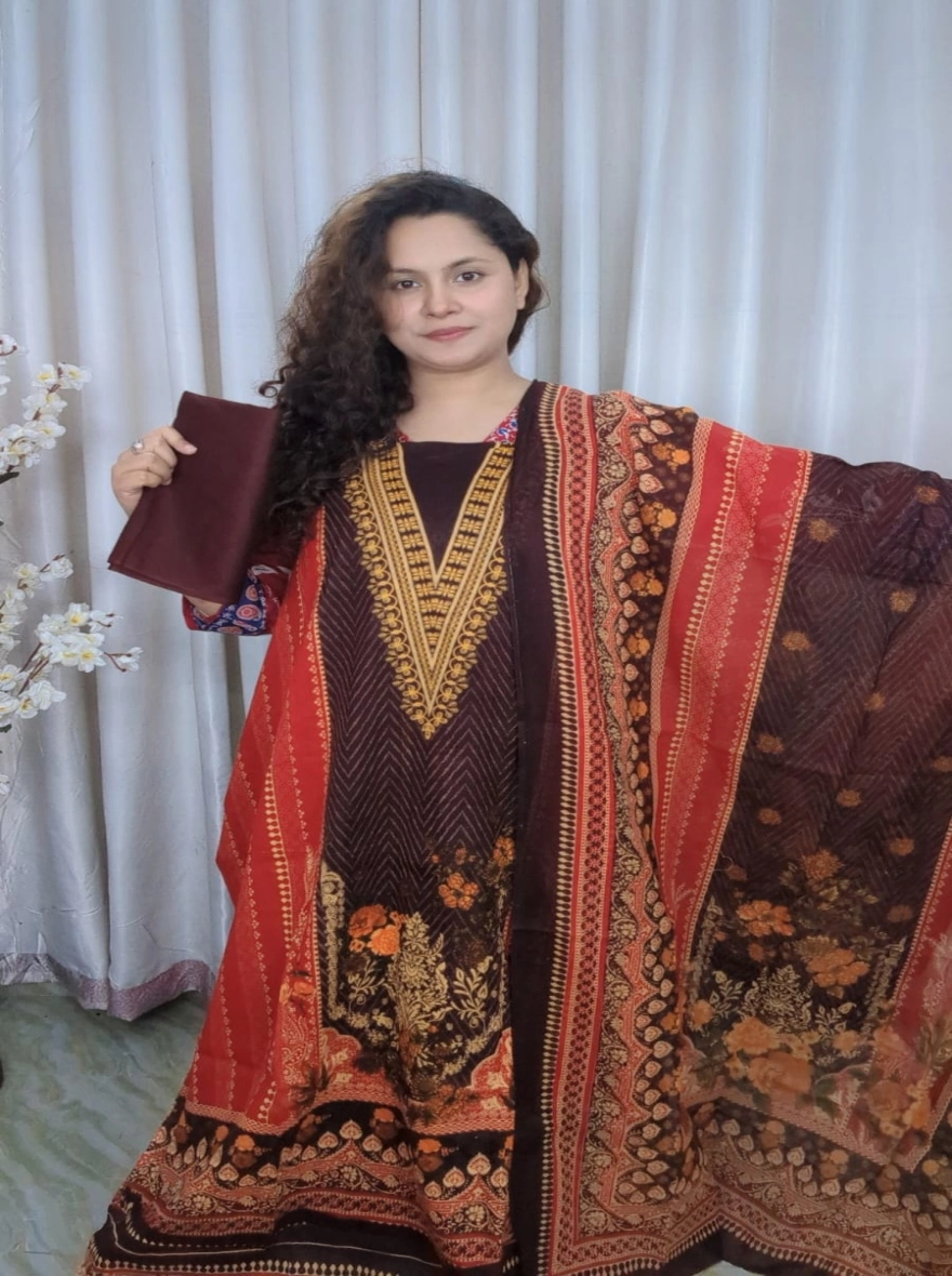 Premium Digital Printed Zam Zam Cotton Unstitched Three-Piece Collection.