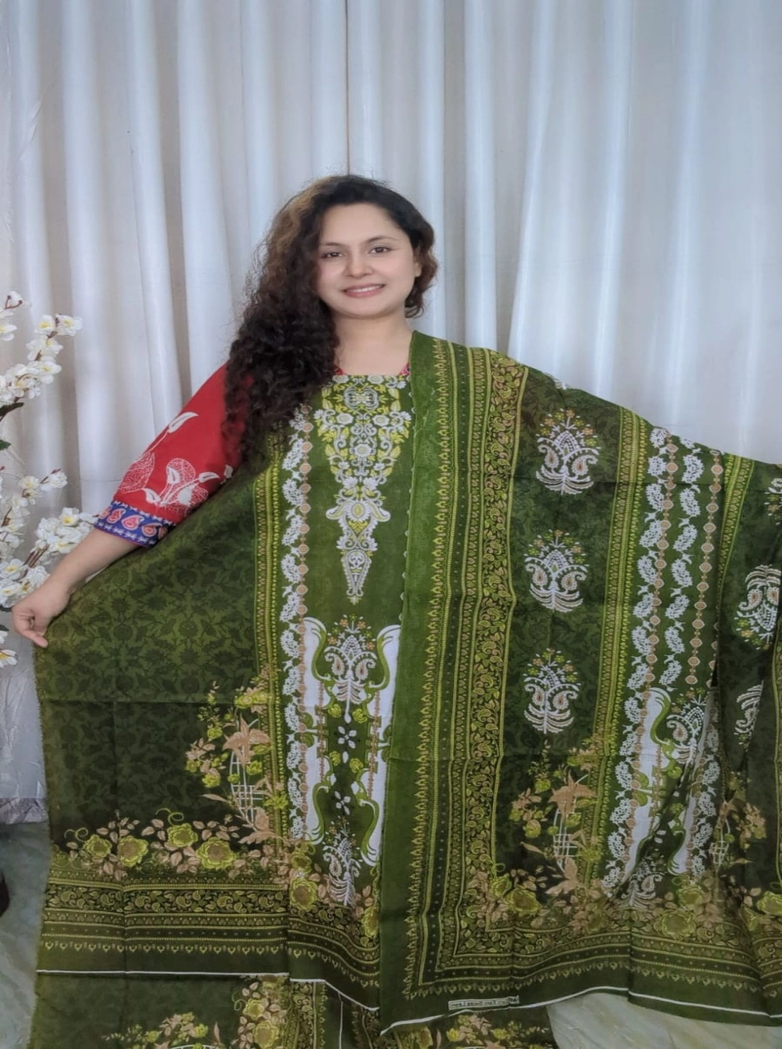 Premium Digital Printed Zam Zam Cotton Unstitched 3-Piece