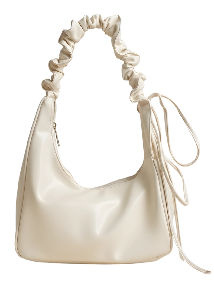 Luna Ruched Handle Bag – Creamy Pearl & Black