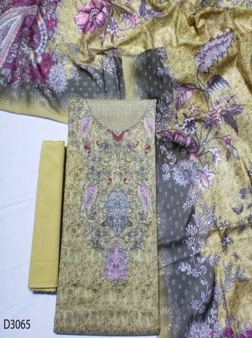 Golden Olive Floral Grace Swiss Cotton 3pc Set