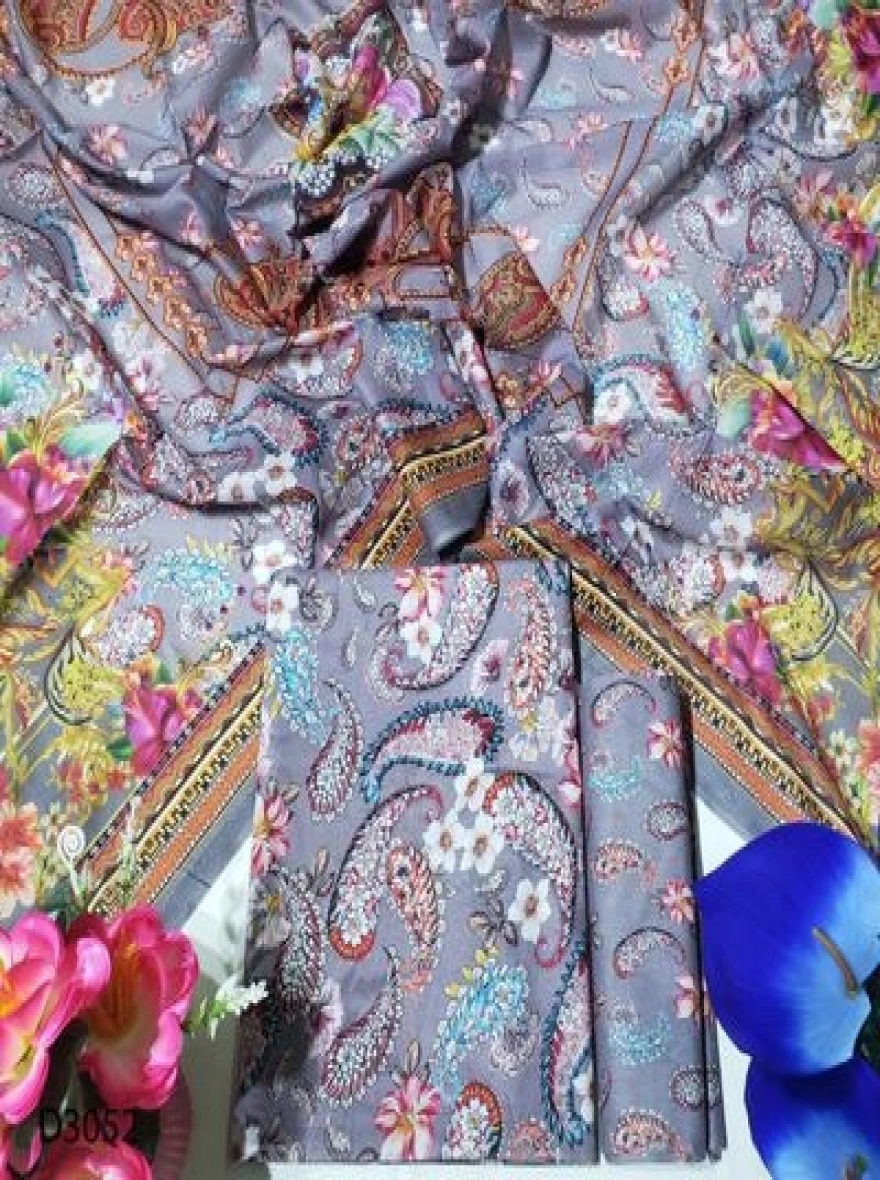 Premium Quality Digital Print  Unstitch 3 Pieces-D3052