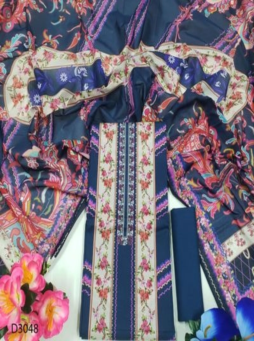 Premium Quality Digital Print  Unstitch 3 Pieces-D3048
