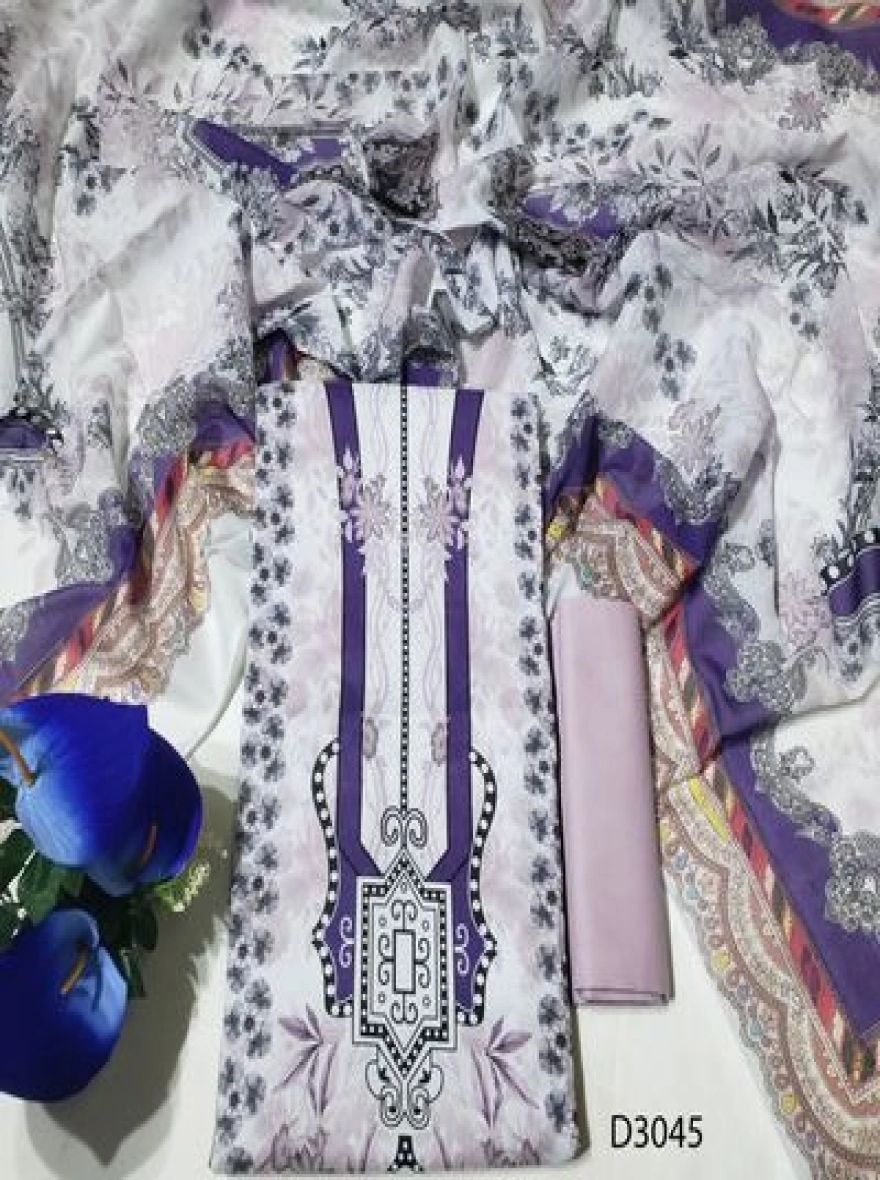 Premium Quality Digital Print  Unstitch 3 Pieces-D3045