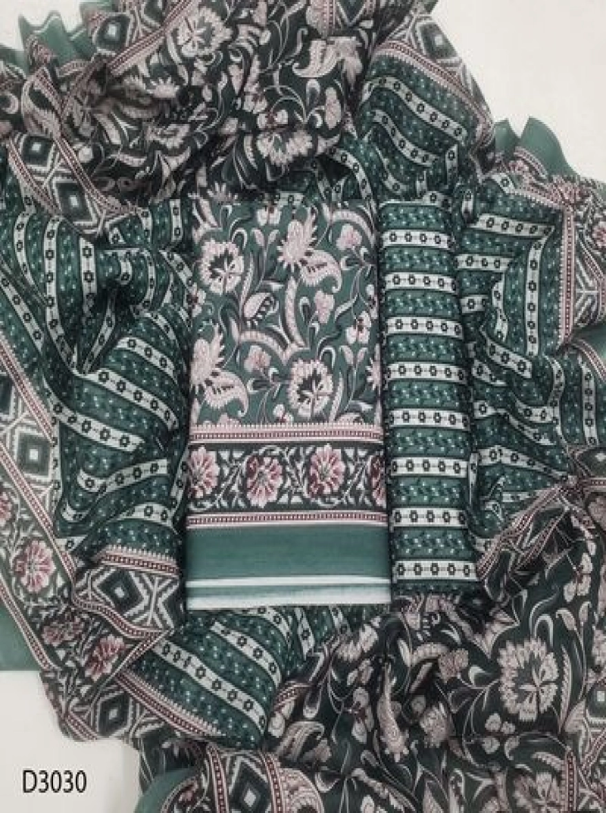 Premium Quality Digital Print  Unstitch 3 Pieces-D3030