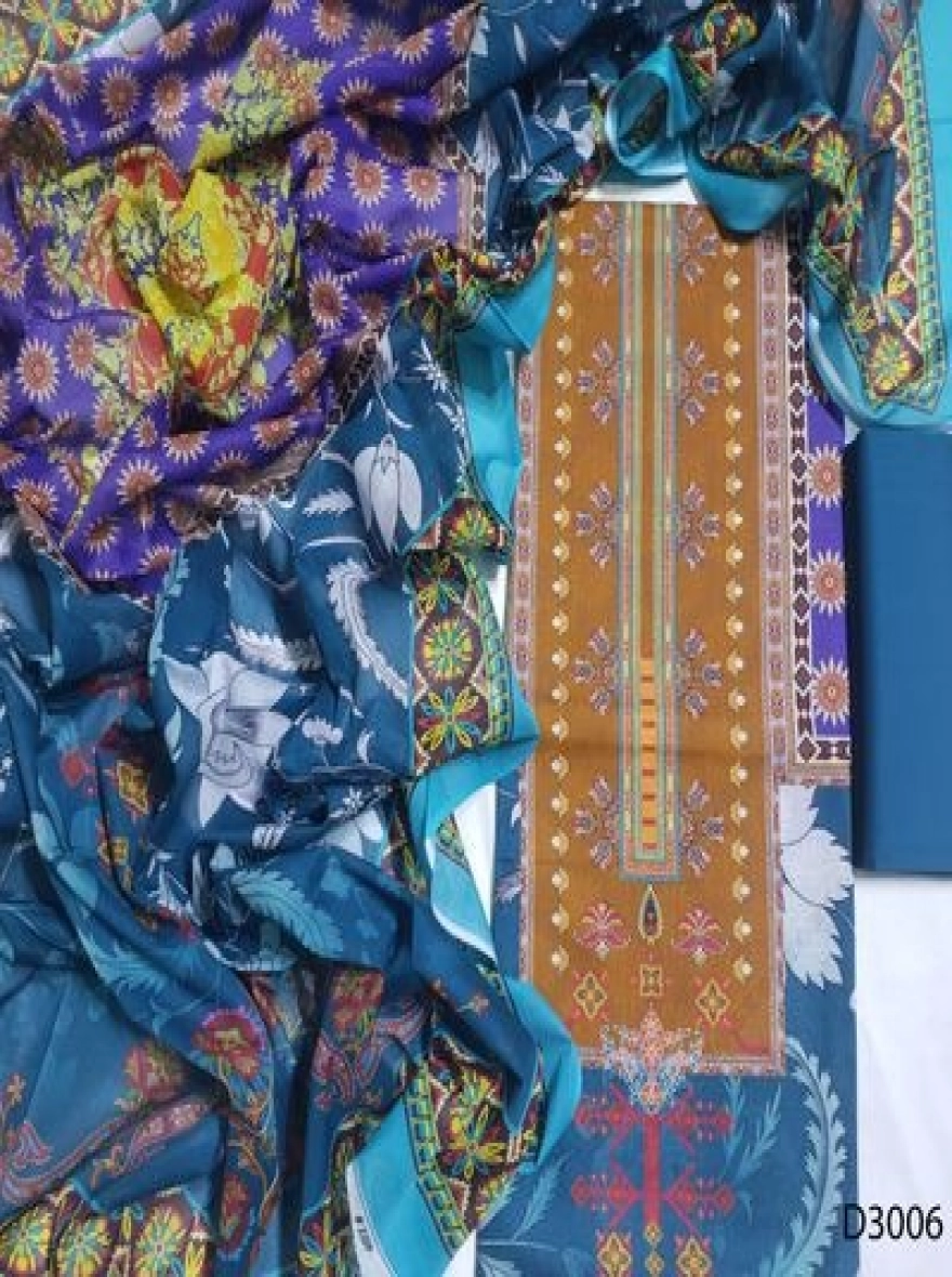 Premium Quality Digital Print  Unstitch 3 Pieces-D3006