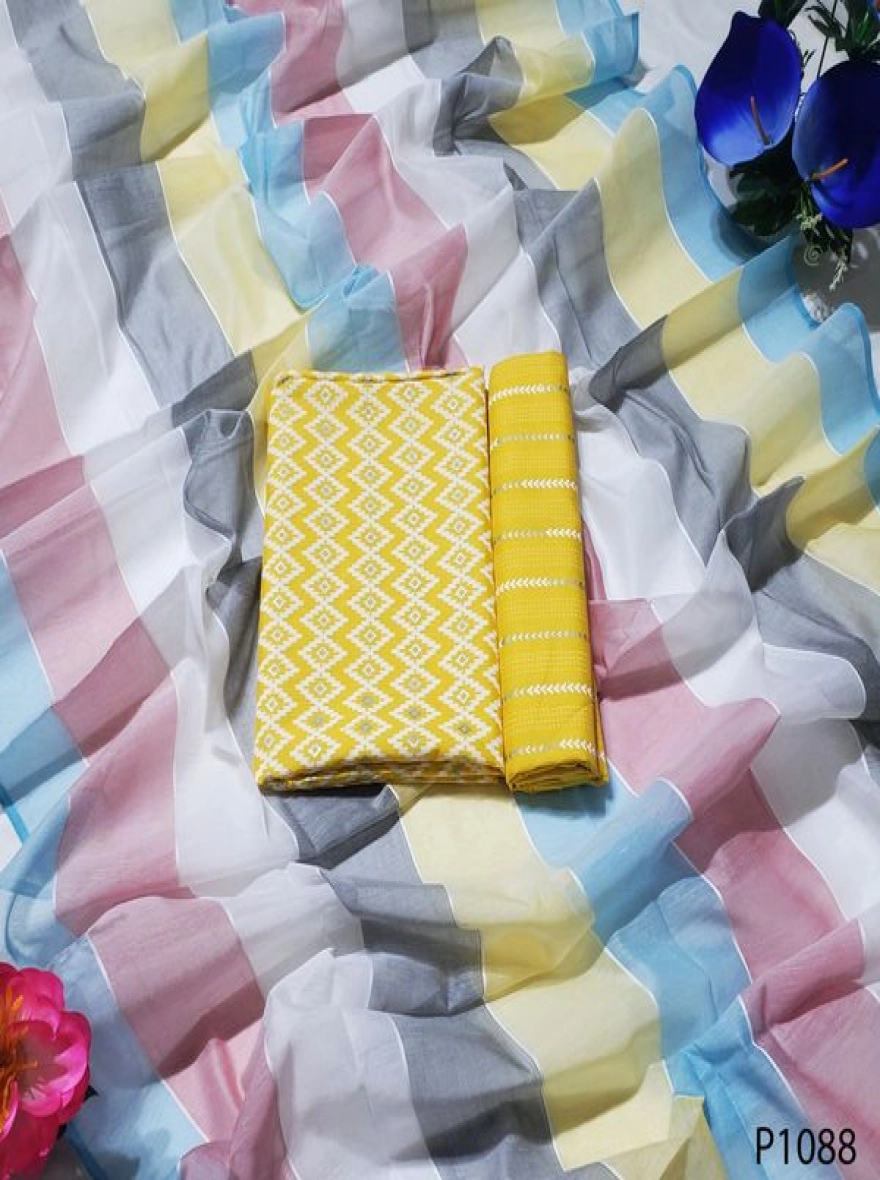 Royal Heritage Digital Print Premium Slab Cotton 3-Piece Set-P1088