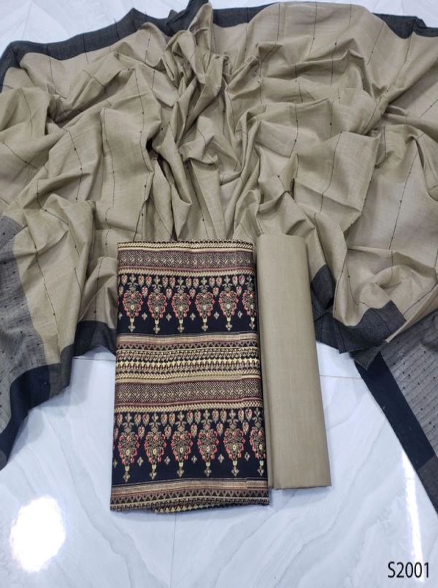 Premium Quality Unstitch 3 Pieces-S2001