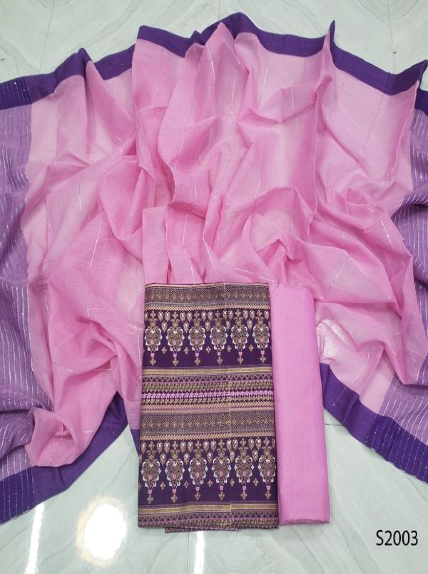 Premium Quality Unstitch 3 Pieces-S2003