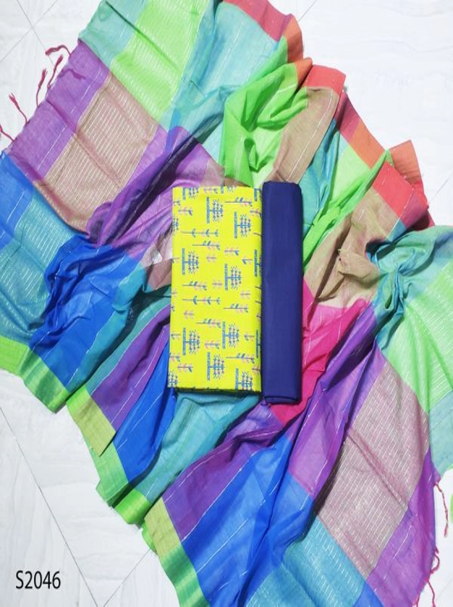 Premium Quality Unstitch 3 Pieces-S2046