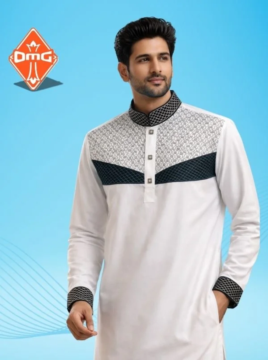 Royal Maroon Cotton Embroidery Panjabi