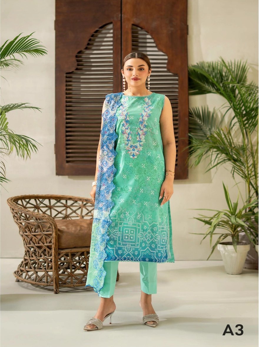  Pakistani RangPasand by Gulljee Embroidered 3-Piece-Feroza Green-unstitched
