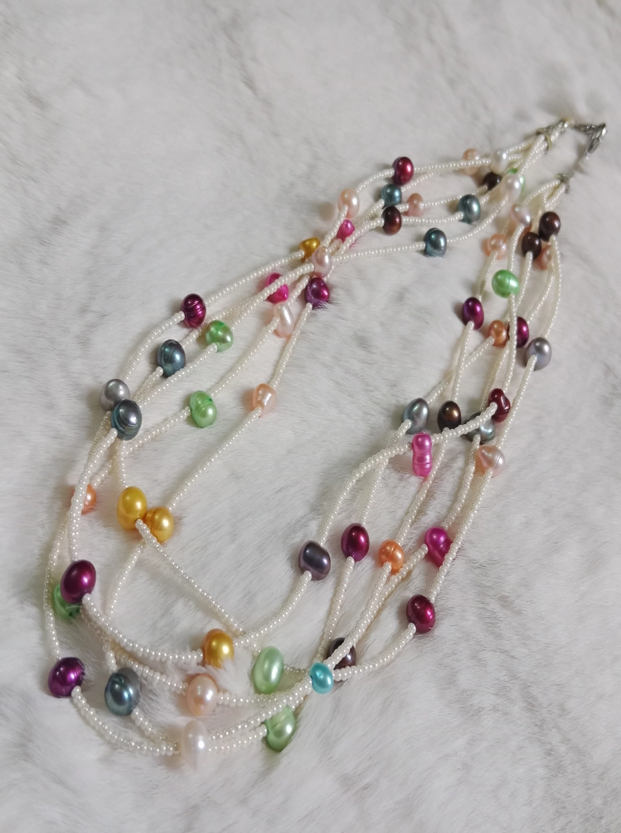 Pearl Multicolor 5 Layer Necklace For Women 