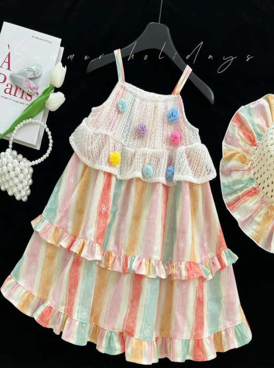 Imported Casual Worsted Fabric Pom-Pom Strap Sweet Dress - China