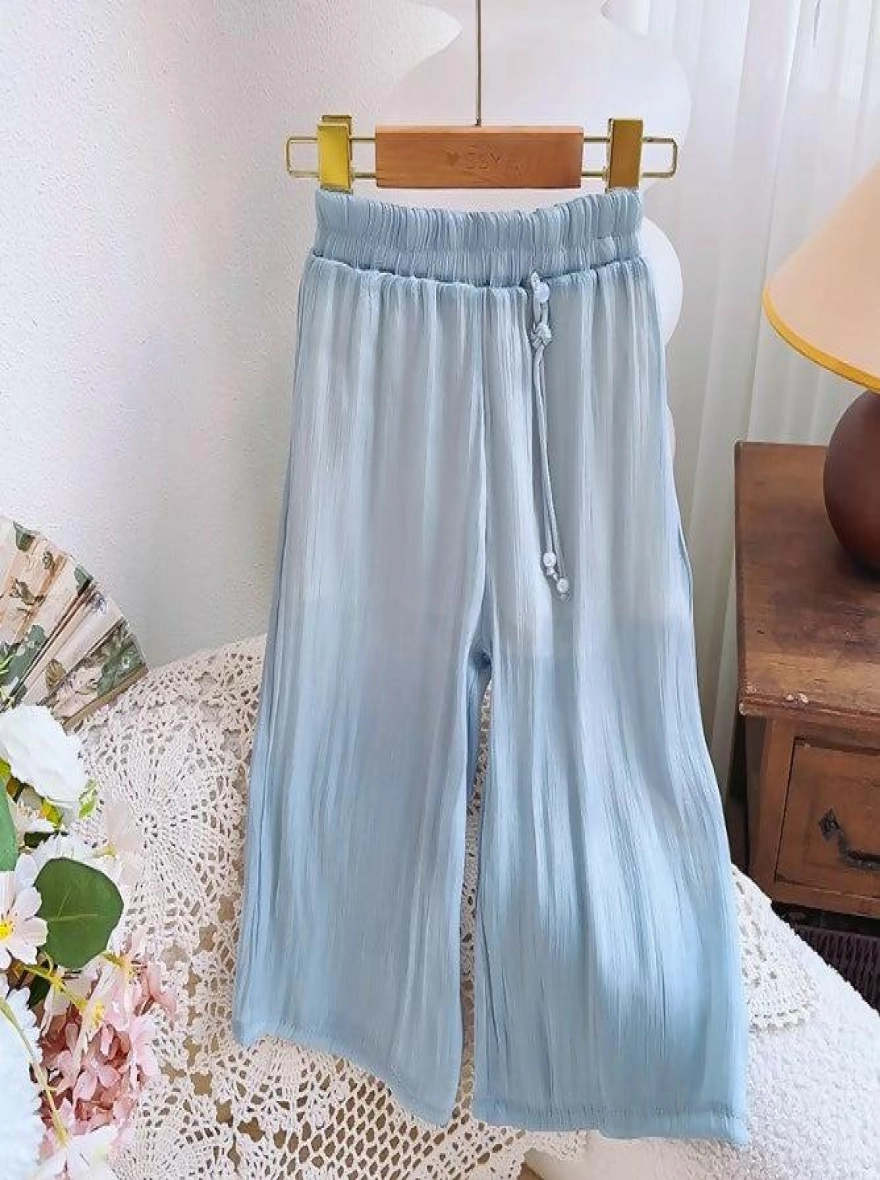 Imported High Waist Adjustable Knot Loose Premium Blue Pant (China)