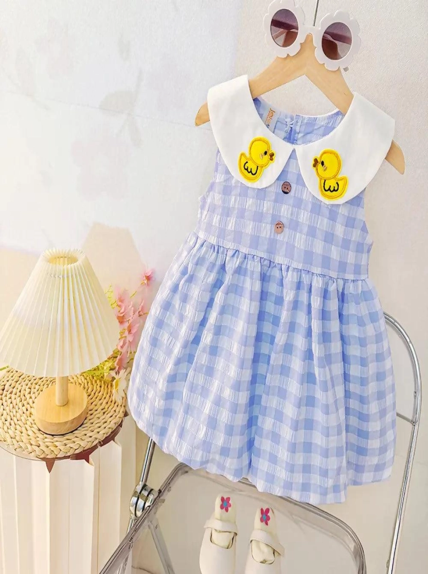 Imported Casual Cotton Blue Premium Frock (China)