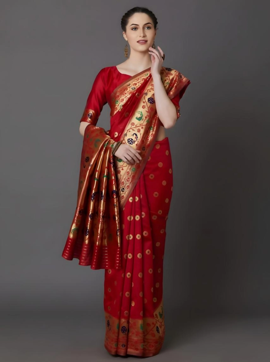 Shiraz- Soft Silk Screen Printed Premium Katan Sharee with Blouse