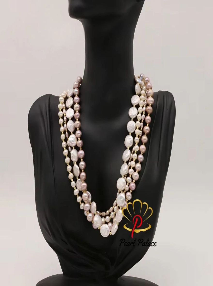 Four Floors 100% Natural Baroque Pearls Dual-Use Necklace Bracelet For Woman Luxury.