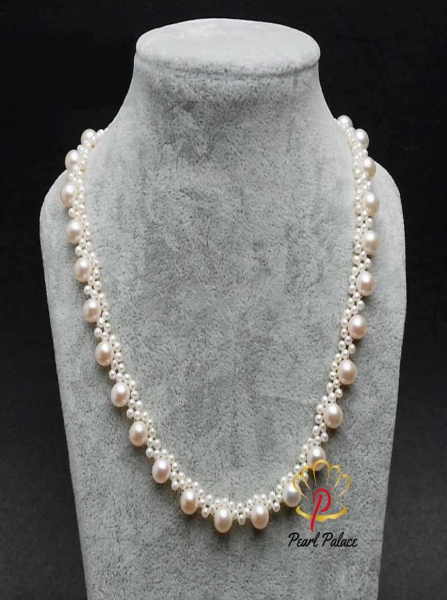 REAL PEARL Fashion Freshwater Pearl Necklace Party Wedding Necklace Handmade Jewelry.